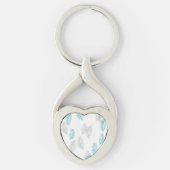 Leafy Patterned Twisted Heart Metal Sleutelhanger (Voorkant)