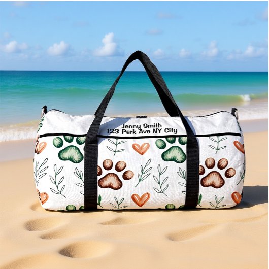 Leafy Paw Print Pet Travel Monogram Personalize Plunjezak