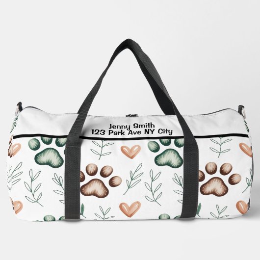 Leafy Paw Print Pet Travel Monogram Personalize Plunjezak (Voorkant)