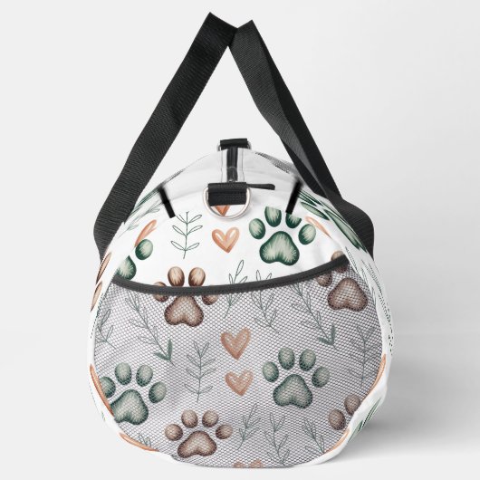 Leafy Paw Print Pet Travel Monogram Personalize Plunjezak (Rechts)