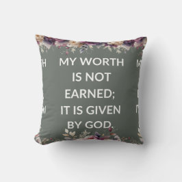 Leafy pillow with a simple religious quote kussen