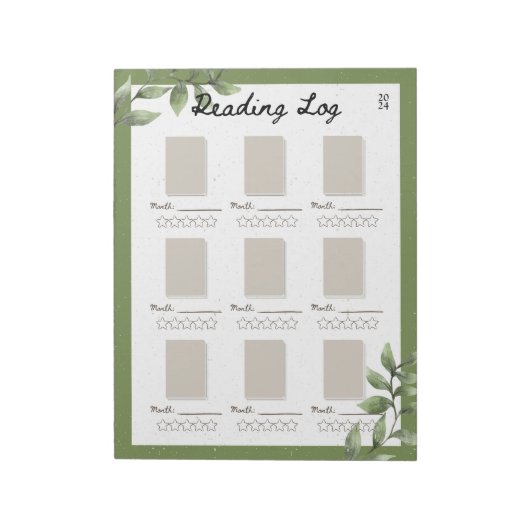 Leafy Reading Log Notitieblok (Linkerzijde)