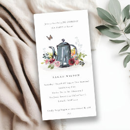 Leafy Roos Floral Teapot Elke zondag nodigt uit Bedankkaart