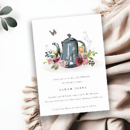 Leafy Roos Floral Teapot Elke zondag nodigt uit Bedankkaart