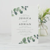 Leafy Sage Green Elegant Wedding Kaart (Staand voorkant)