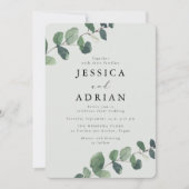 Leafy Sage Green Elegant Wedding Kaart (Voorkant)