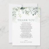 Leafy Sage Green Eucalyptus Garden Weddenschap Bedankkaart (Voorkant)
