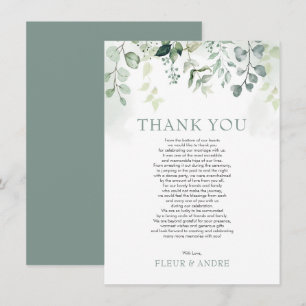 Leafy Sage Green Eucalyptus Garden Weddenschap Bedankkaart