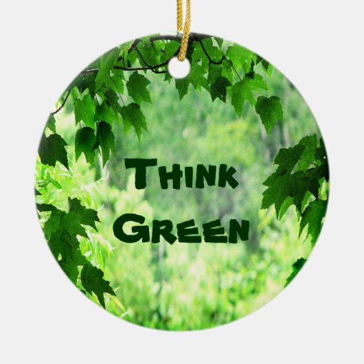 Leafy Think Green Keramisch Ornament (Voorkant)