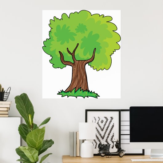 Leafy Tree Green Leaves Poster (Thuiskantoor)
