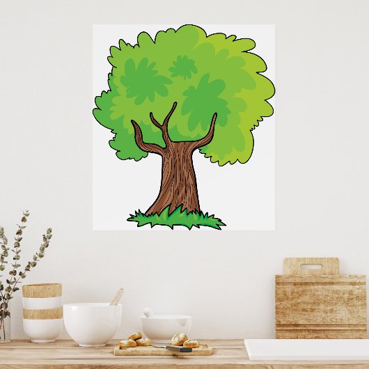 Leafy Tree Green Leaves Poster (Keuken)