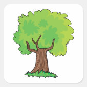 Leafy Tree Green Leaves Square Sticker (Voorkant)