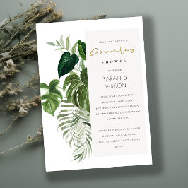 Leafy Tropical Palm Foliage Couples Shower Invite Bedankkaart