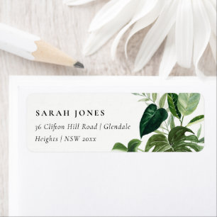 Leafy Tropical Palm Foliage Leafy Address Etiket