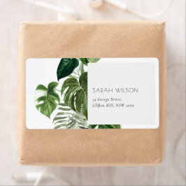 Leafy Tropical Palm Foliage Leafy Address Etiket