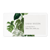 Leafy Tropical Palm Foliage Leafy Address Etiket (Voorkant)