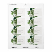 Leafy Tropical Palm Foliage Leafy Address Etiket (Full Sheet)