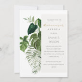 Leafy Tropical Palm Foliage Rehearsal Diner Invite Bedankkaart (Voorkant)