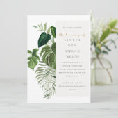Leafy Tropical Palm Foliage Rehearsal Diner Invite Bedankkaart (Staand voorkant)