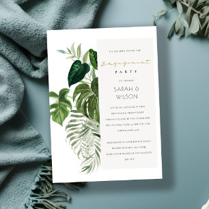 Leafy Tropical Palm Foliage Verloving Invite Bedankkaart