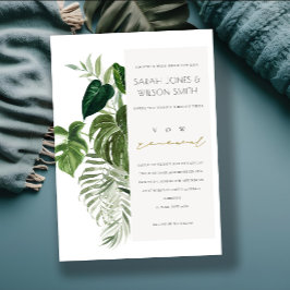 Leafy Tropical Palm Foliage Vow Renewal Invite Bedankkaart