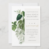 Leafy Tropical Palm Foliage Vow Renewal Invite Bedankkaart (Voorkant)