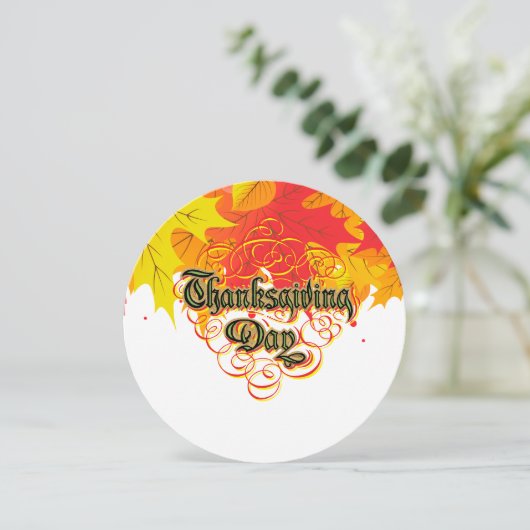 Leafy Typographic Thanksgiving Day Words Feestdagenkaart (Staand voorkant)