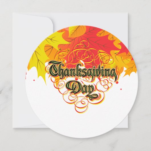 Leafy Typographic Thanksgiving Day Words Feestdagenkaart (Voorkant)