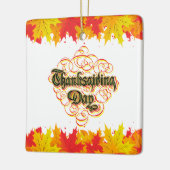 Leafy Typographic Thanksgiving Day Words Keramisch Ornament (Links)