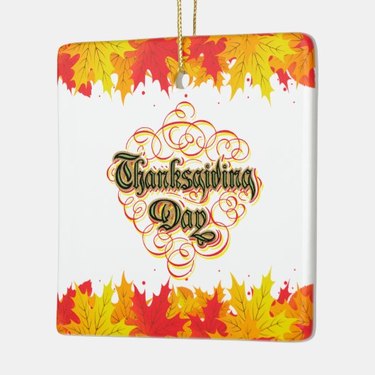 Leafy Typographic Thanksgiving Day Words Keramisch Ornament (Links)