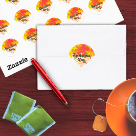 Leafy Typographic Thanksgiving Day Words Ronde Sticker