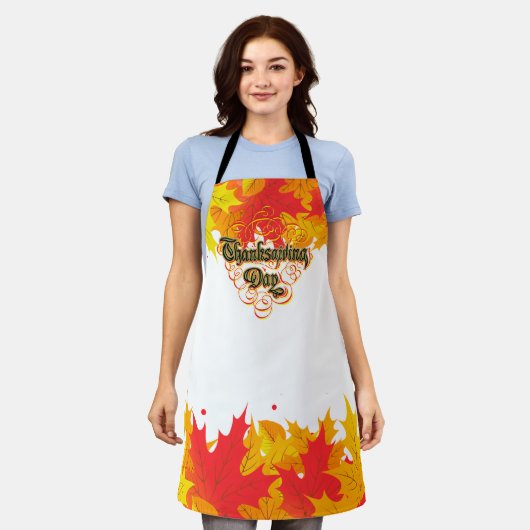 Leafy Typographic Thanksgiving Day Words Schort (Gedragen)
