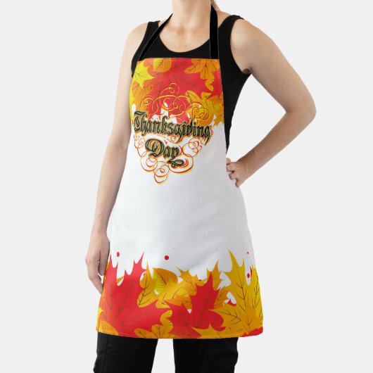 Leafy Typographic Thanksgiving Day Words Schort (Insitu)