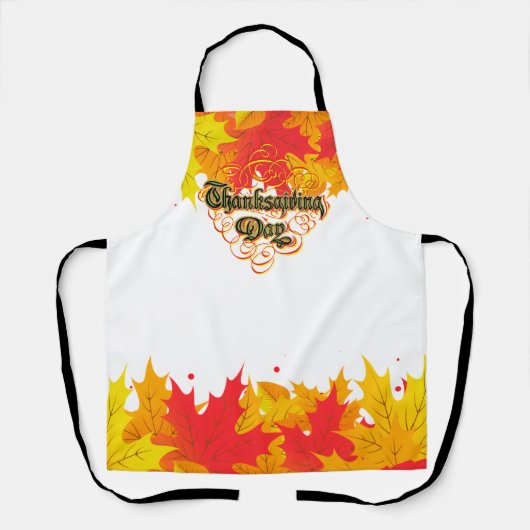 Leafy Typographic Thanksgiving Day Words Schort (Voorkant)