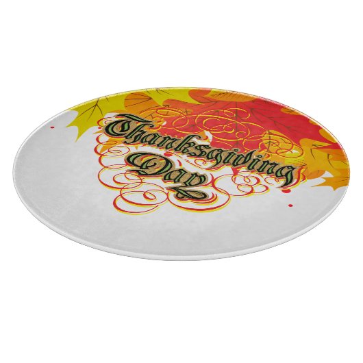 Leafy Typographic Thanksgiving Day Words Snijplank (Hoek)