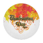Leafy Typographic Thanksgiving Day Words Snijplank (Voorkant)