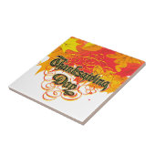 Leafy Typographic Thanksgiving Day Words Tegeltje (Zijkant)