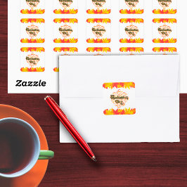 Leafy Typographic Thanksgiving Day Words Vierkante Sticker