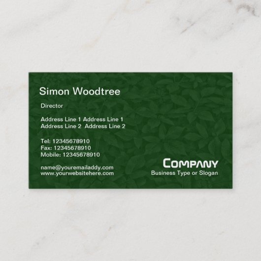 Leafy Undergrowth textuur - Donkergroen Visitekaartje (Voorkant)
