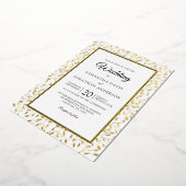 Leafy Vine Gold Foil Border Wedding Folie Uitnodiging (Gedraaid)
