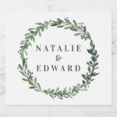 leafy watercolor floral wedding name bier etiket (Enkel label)