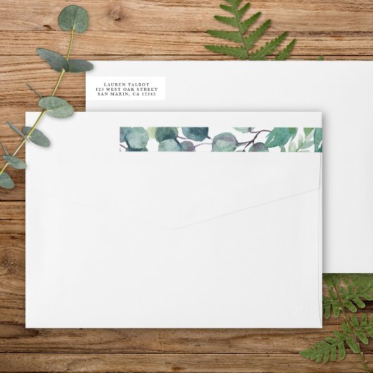 Leafy Waterverf Botanical Wedding Return Adres