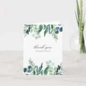 Leafy Waterverf Botanische bruiloft bedankkaart (Voorkant)