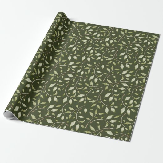 Leafy-Waterverf Cadeaupapier (Uitgerold)