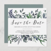 Leafy-Waterverf | Weddenschap Save the Date Kaart (Voorkant / Achterkant)