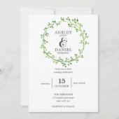 Leafy Waterverf Wreath Wedding Kaart (Voorkant)