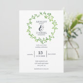 Leafy Waterverf Wreath Wedding Kaart (Staand voorkant)
