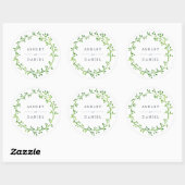 Leafy Waterverf Wreath Wedding Ronde Sticker (Vel)