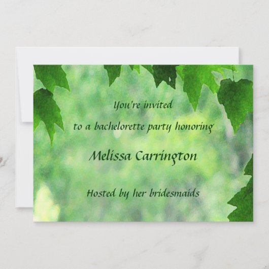 Leafy Wedding Bachelorette Party Kaart (Voorkant)