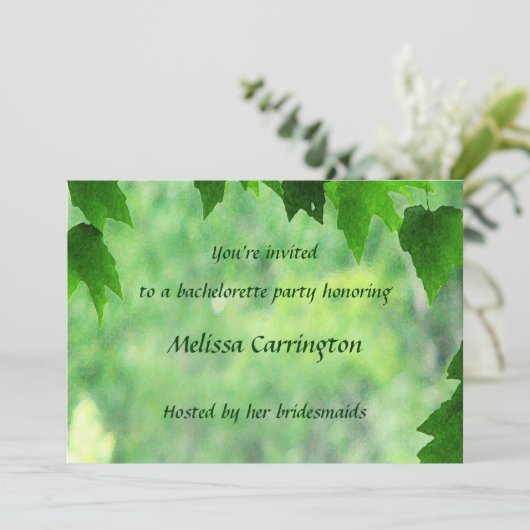 Leafy Wedding Bachelorette Party Kaart (Staand voorkant)